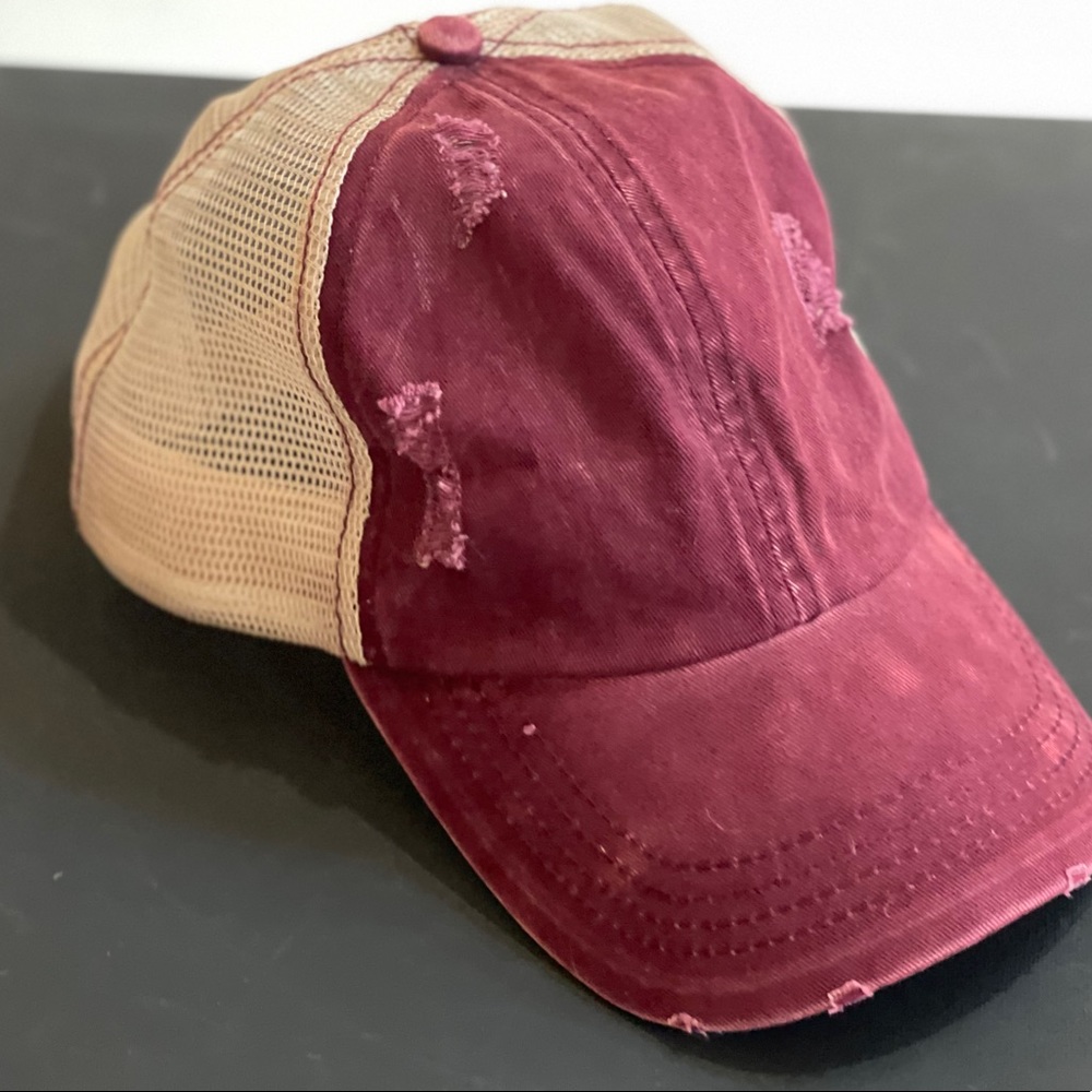 David and Young Maroon Distressed Hat